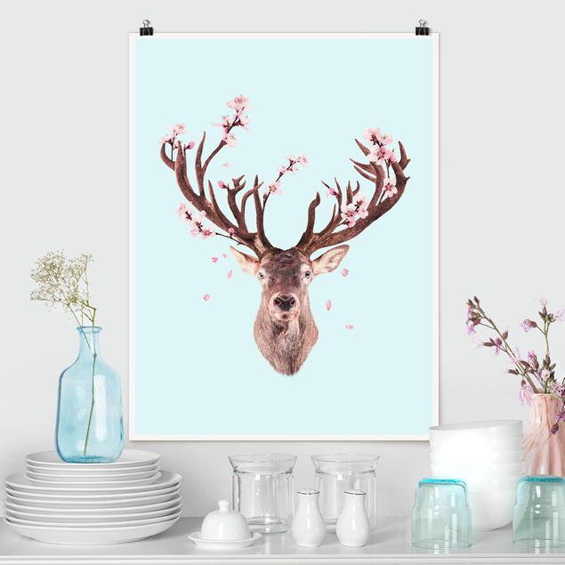 Kitchen Deer With Cherry Blossoms