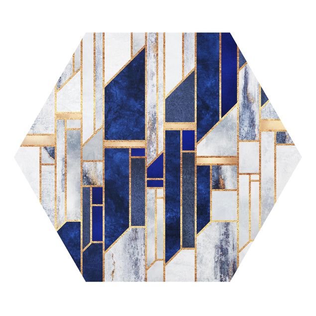 Navy wall art Geometric Shapes With Gold