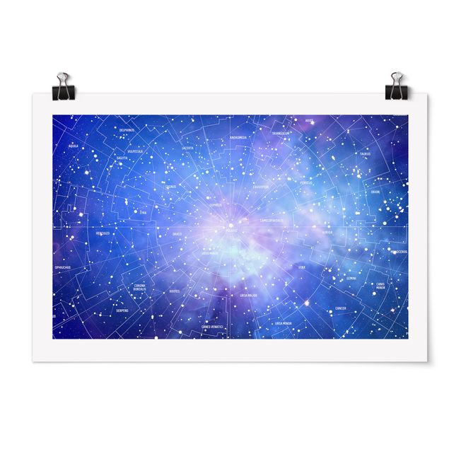 Prints modern Stelar Constellation Star Chart