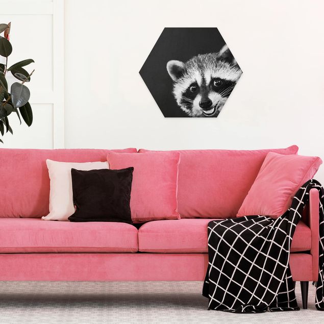 Art posters Illustration Racoon Black And White Painting