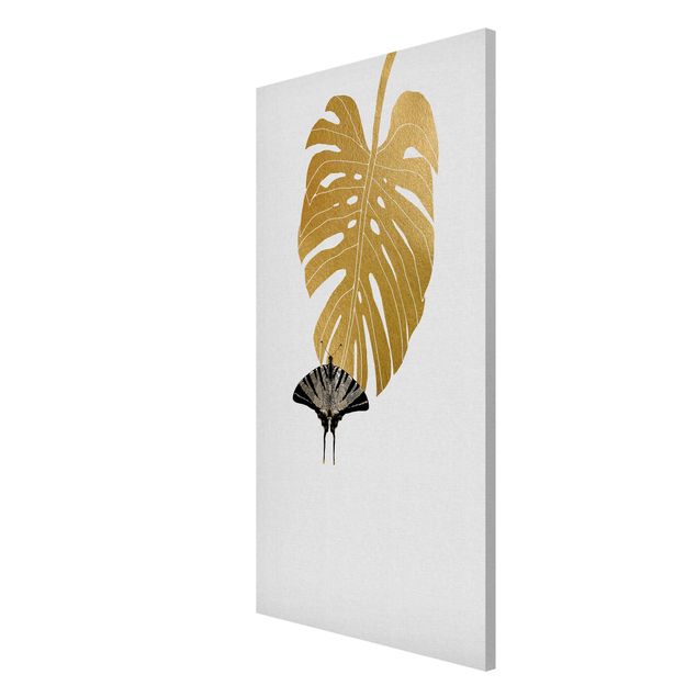 Magnet boards flower Golden Monstera With Butterfly