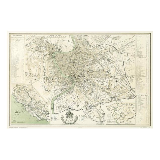 Italian prints Vintage Map Rome Antique