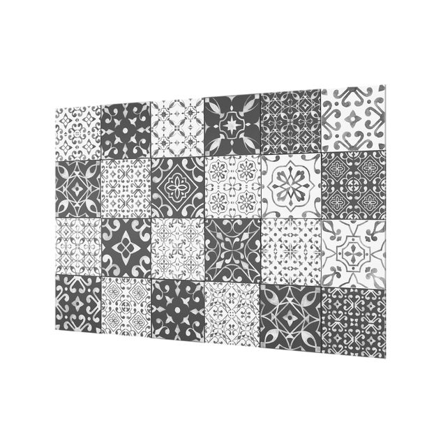 Glass Splashback - Tile Pattern Mix Gray White - Landscape 2:3