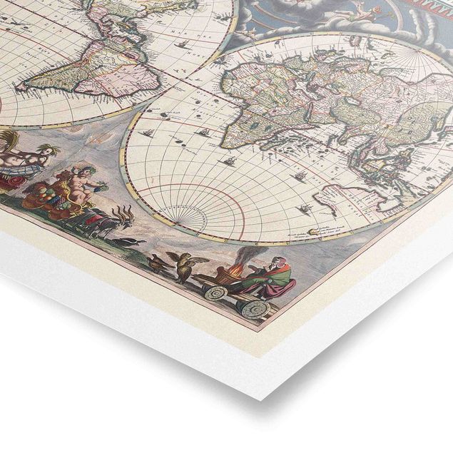 Prints Historic World Map Nova Et Accuratissima Of 1664