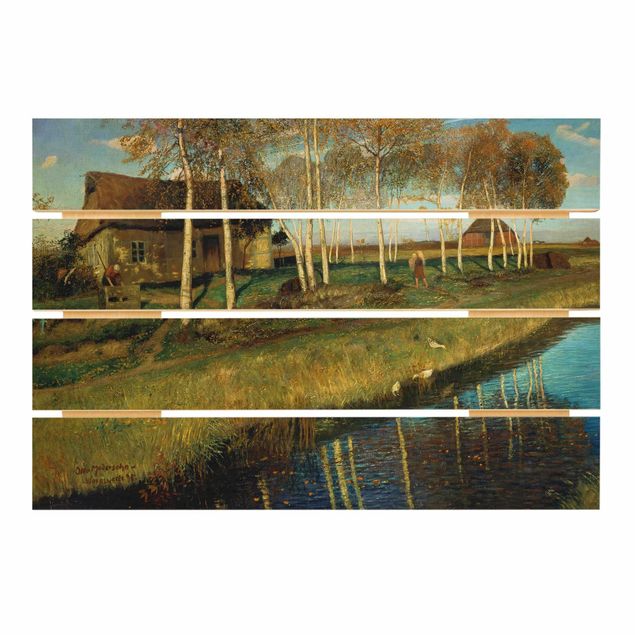 Wood prints landscape Otto Modersohn - Autumn Morning in the Moor