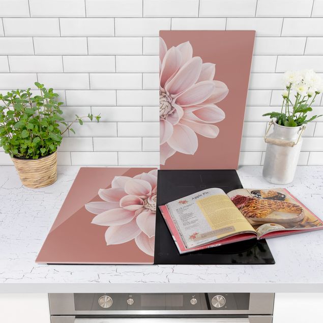 Stove top covers Dahlia Beige Red Pink