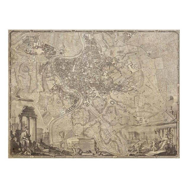 Wood prints vintage Vintage Map Rome