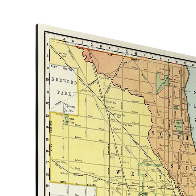 Prints multicoloured Vintage Map Chicago