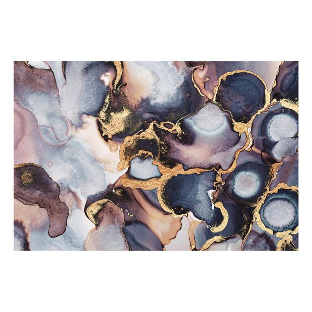 Glass art splashbacks Marble Watercolor With Gold