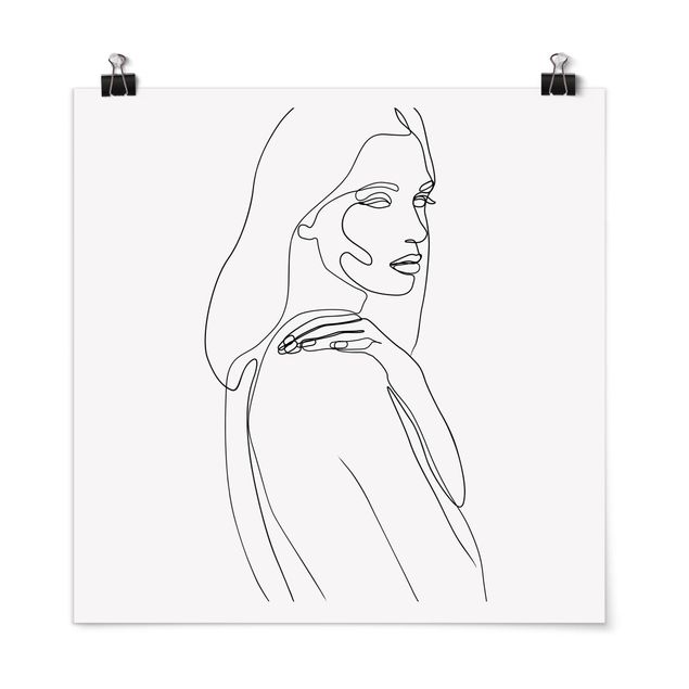 Art posters Line Art Woman's Shoulder Black And White