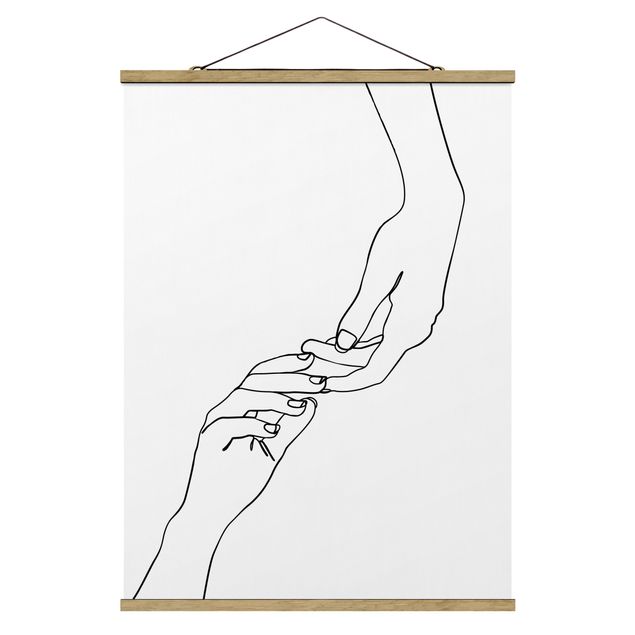 Prints abstract Line Art Hands Touching Black And White