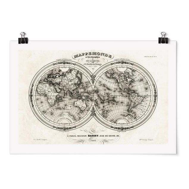 Framed world map World Map - French Map Of The Cap Region Of 1848