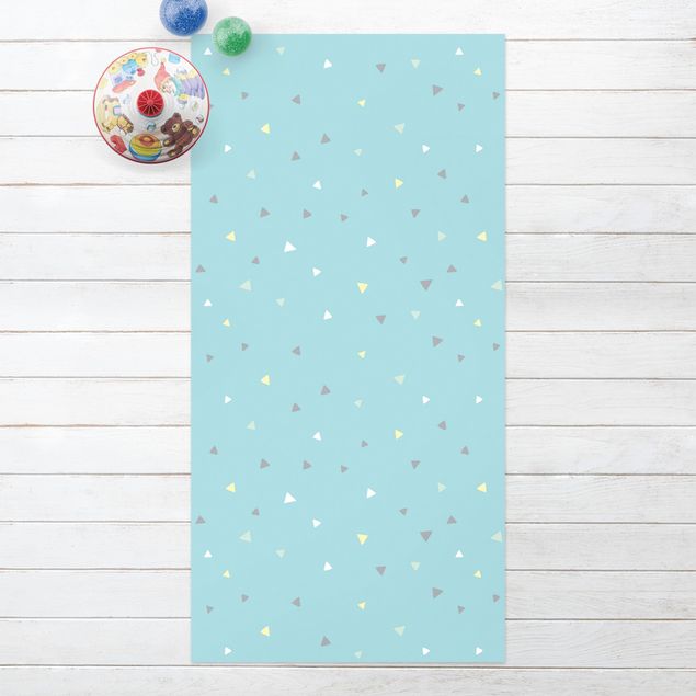 outdoor mat Colourful Drawn Pastel Triangles On Blue