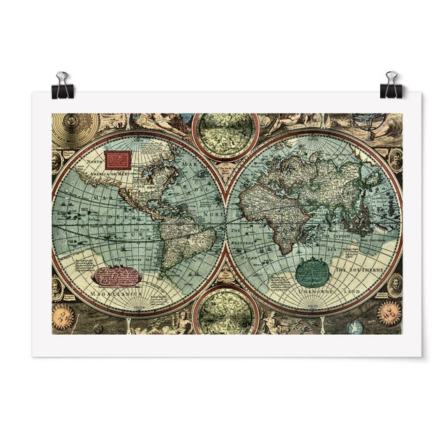 Framed world map The Old World