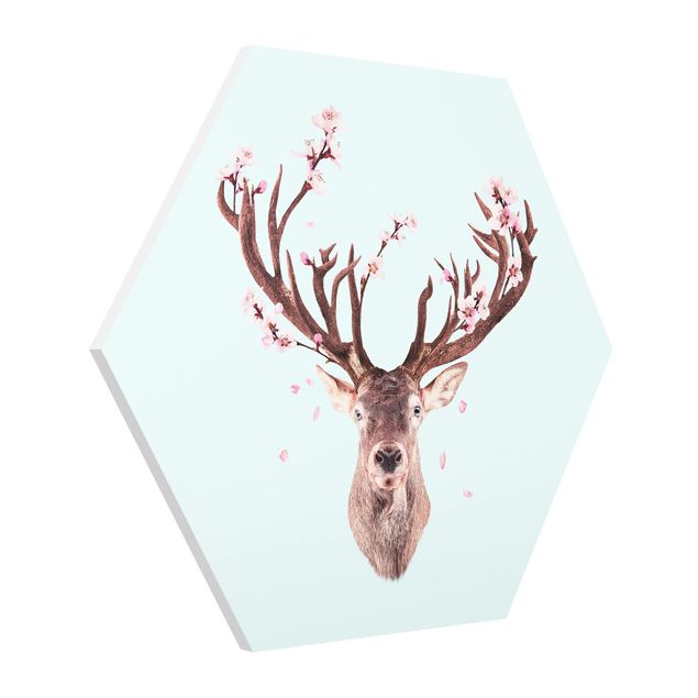 Animal canvas Deer With Cherry Blossoms