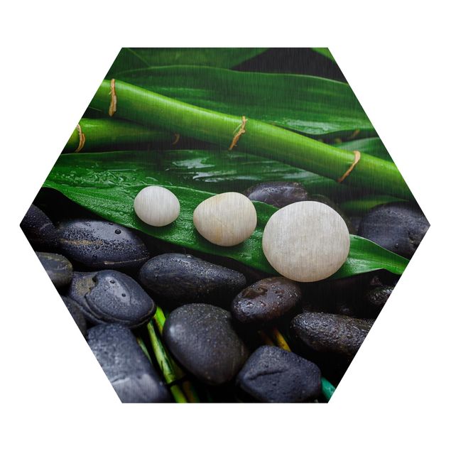Prints flower Green Bamboo With Zen Stones
