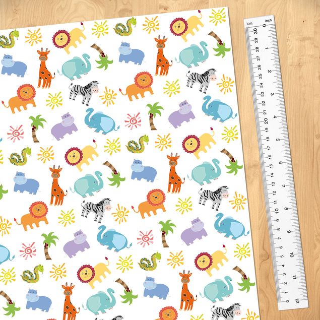 Adhesive films for furniture cabinet Animals From Africa Children Pattern