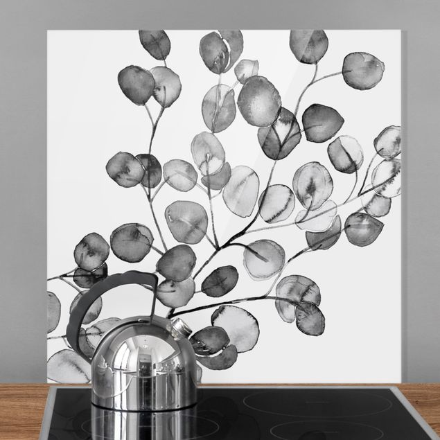 Kitchen Black And White Eucalyptus Twig Watercolour