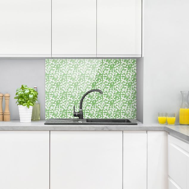 Glass splashback patterns Natural Pattern Dandelion With Dots In Front Of Green