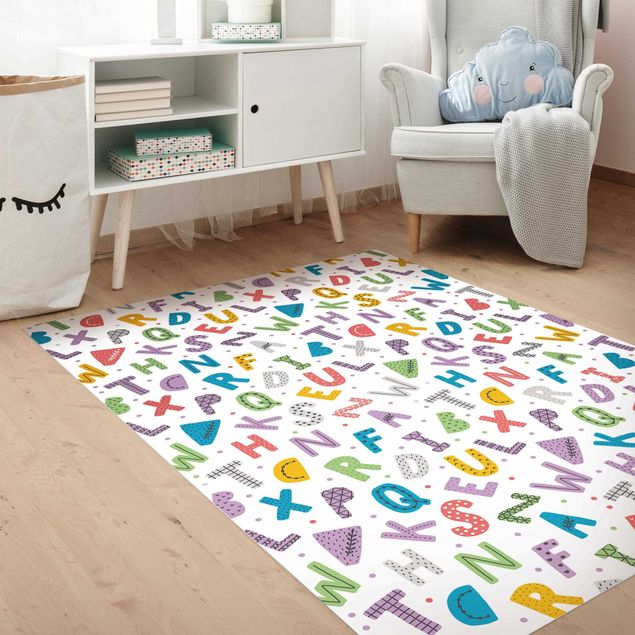 Kids room decor Alphabet With Hearts And Dots In Colourful