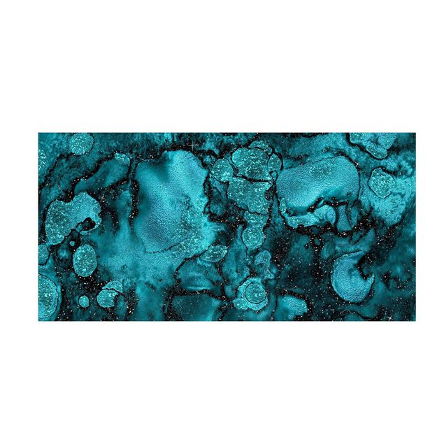 modern area rugs Turquoise Drop With Glitter