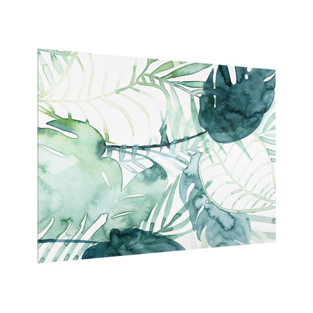 Glass splashback flower Palm Fronds In Water Color II