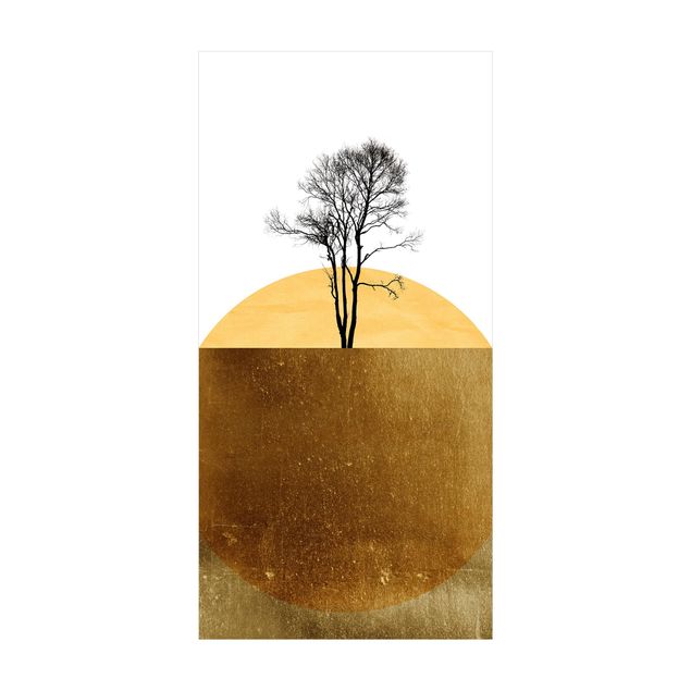 contemporary rugs Golden Sun With Tree
