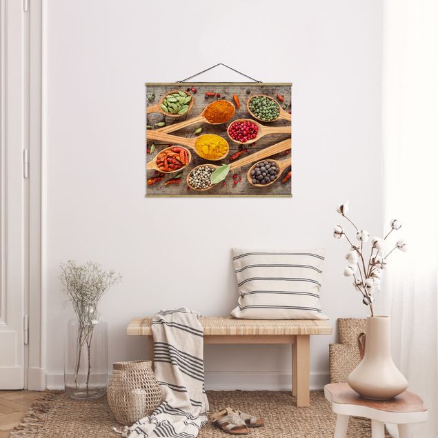 Herb prints Spices On Wooden Spoon