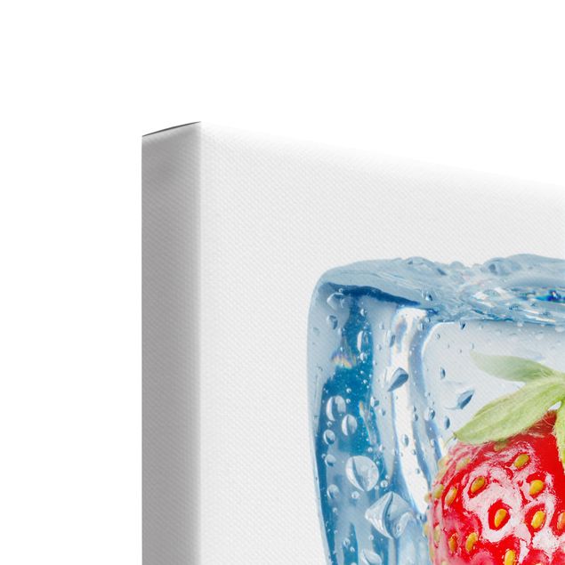 Canvas prints Strawberry and melon in the ice cube