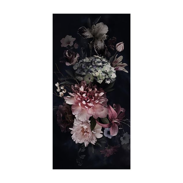 modern area rugs Flowers With Fog On Black