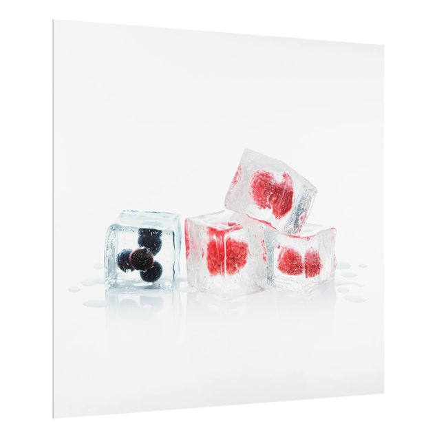 Glass splashback Fruits In Ice Cube