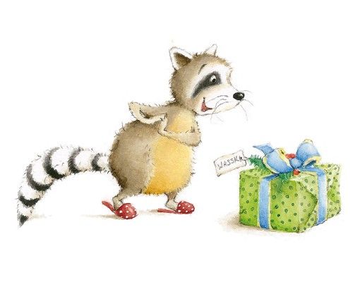 Wall decal forest No.684 - Vasily Raccoon - Vasily Gets A Present