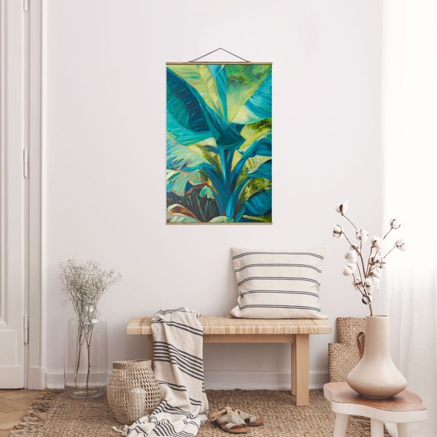 Floral picture Banana Leaf With Turquoise II