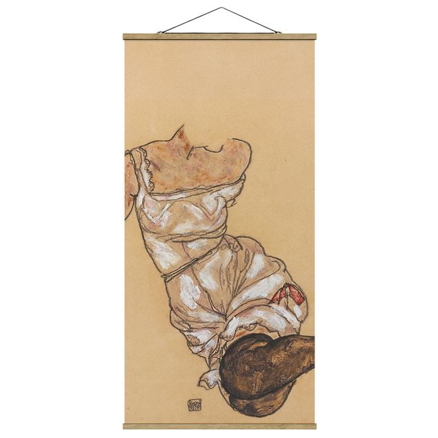 Canvas art Egon Schiele - Female torso in underwear and black stockings