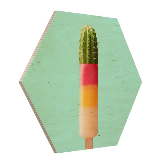 Prints on wood Popsicle With Cactus