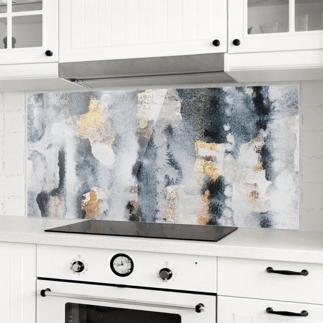 Kitchen Abstract Watercolor With Gold