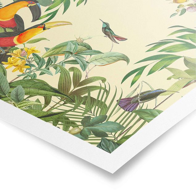 Prints vintage Vintage Collage - Birds In The Jungle
