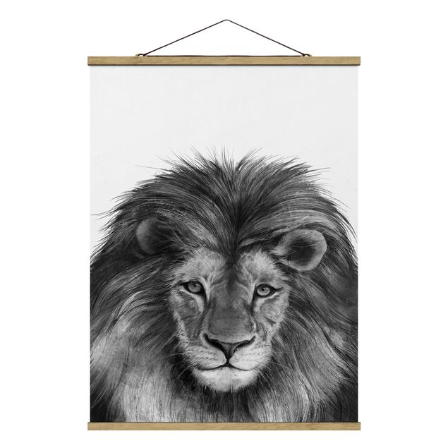 Animal wall art Illustration Lion Monochrome Painting
