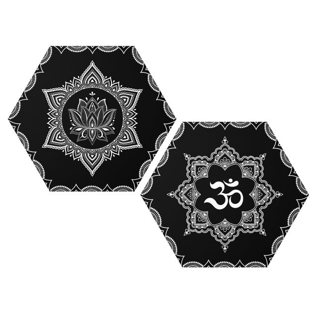 Spiritual prints Lotus OM Illustration Set Black