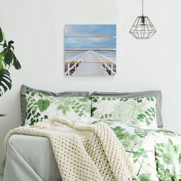 Wood prints beach Bridge In Sweden