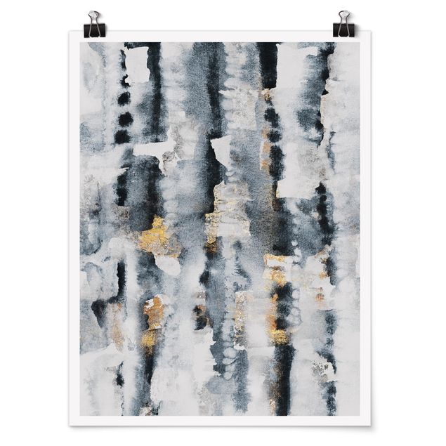 Abstract canvas wall art Abstract Watercolour With Gold