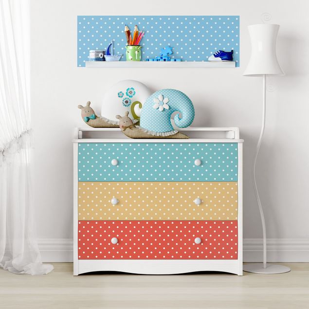 Kitchen Pastel Colours Dotted White  - Turquoise Blue Yellow Red