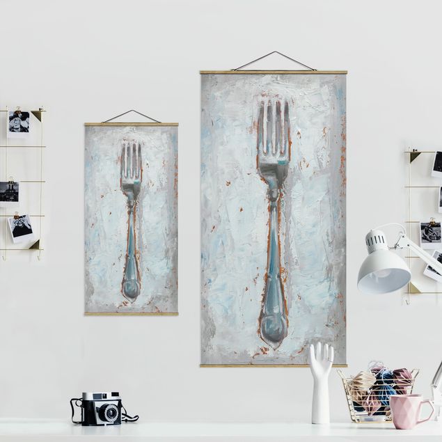 Fabric print with posters hangers Impressionistic Cutlery - Fork
