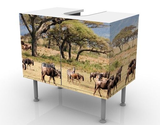 Wash basin cabinet design - Herd Of Wildebeest In The Savannah