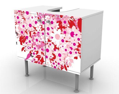 Wash basin cabinet design - Floral Retro Heart