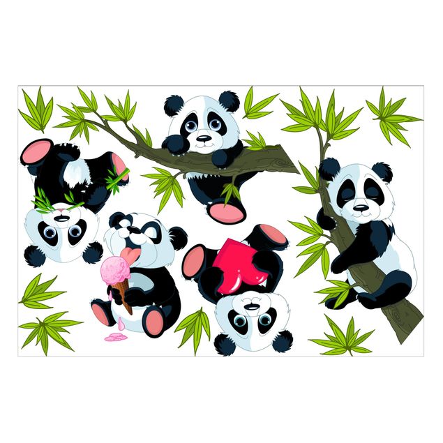 Window stickers animals Panda Bear Set Heart