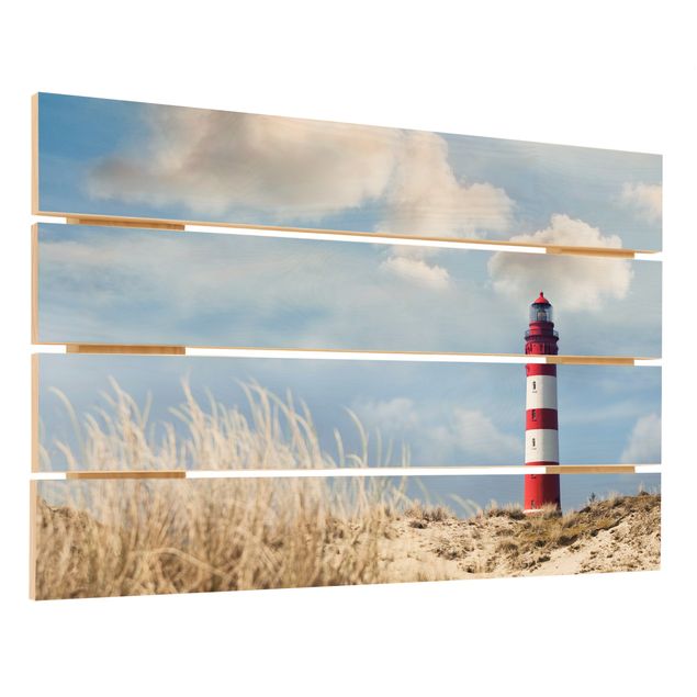 Prints on wood Lighthouse Between Dunes