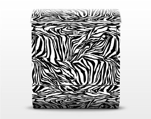 Black metal letterbox Zebra Pattern Design