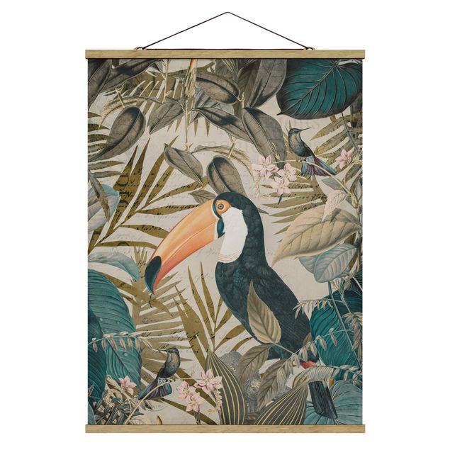 Prints vintage Vintage Collage - Toucan In The Jungle