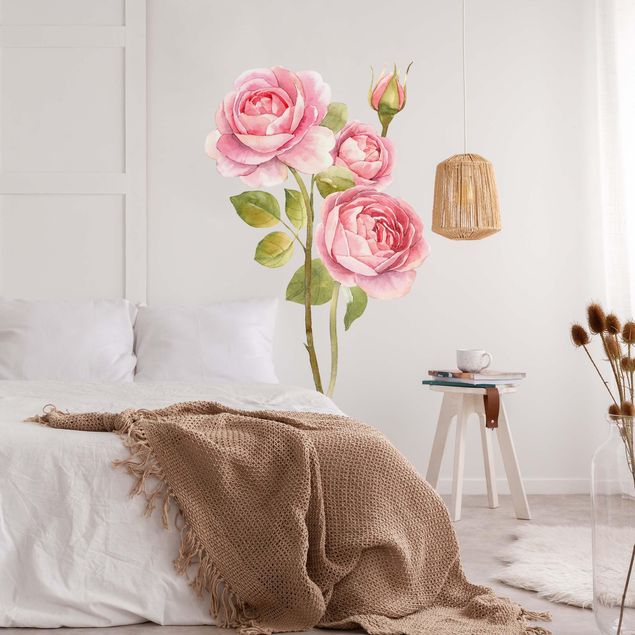 Floral wall stickers Watercolour Three Roses XXL